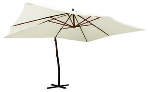 Frihängande parasoll med trästång 400x300 cm sandvit