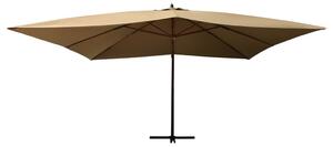 Frihängande parasoll med trästång 400x300 cm taupe