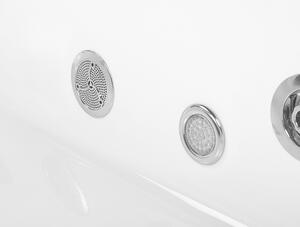 Hörnbubbelbadkar Vit Sanitär akryl med LED Massagestrålar 201 x 150 cm Modern design Beliani