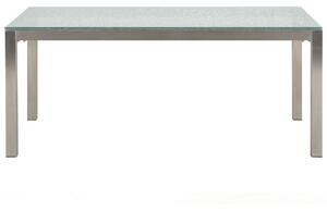 Trädgårdsbord Krossat Glasskiva 180 x 90 cm 6-sits Stålram Beliani