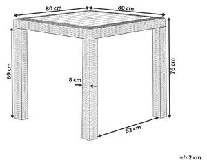 Trädgård 4-sits Matbord Vit Syntetiskt Material 80 x 80 cm Kvadrat Minimalistiskt Beliani