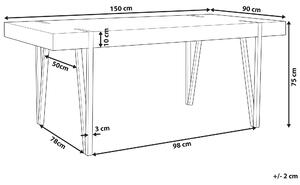 Matbord Mörkt trä Svart Metallben 150 x 90 cm Rektangulär Industriell stil Beliani