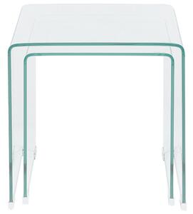 2 st Sidobord Transparent glas Rektangulär Minimalistisk Beliani