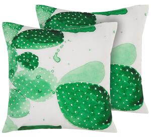 Set med 2 trädgårdskuddar Grön Polyester 45 x 45 cm Kaktusmönster Modern design Vattentålig Beliani