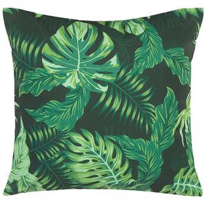 Set med 2 Trädgårdskuddar Grön Polyester Fyrkantig 45 x 45 cm Palmbladsmönster Modern Design Prydnadskudde Beliani