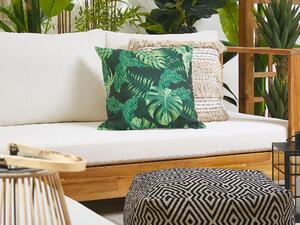 Set med 2 Trädgårdskuddar Grön Polyester Fyrkantig 45 x 45 cm Palmbladsmönster Modern Design Prydnadskudde Beliani