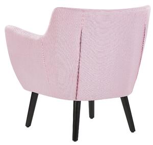 Fåtölj Rosa Tyg Svarta Träben Polyester Pastellrosa Retro Design Beliani
