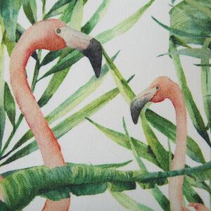 Uppsättning med 2 Solstolar Ljust Akaciaträ Ram Flamingo Motiv Tyg Justerbar Hopfällbar Beliani