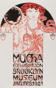 Mucha, Alphonse Marie - Konsttryck Exhibition Brooklyn Museum, (26.7 x 40 cm)