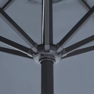 Trädgårdsparasoll Grå Skärm med LED Lampa 266 x 240 cm Aluminium Stång Vevmekanism Utomhus Paraply Beliani