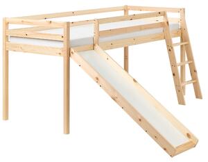 Barnsäng Ljusbrun Furuträ 90 x 200 cm med Spjälram Säng för Småbarn Stege Rutschkana Beliani