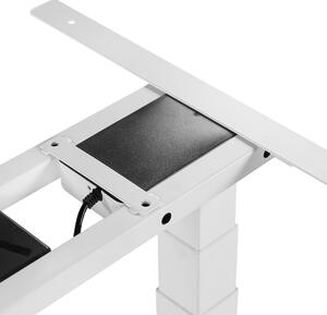 Elektriskt Justerbart Skrivbord Mörk Trä Bordsskiva Pulverlackerad Vit Stålram Sitta/Stå 160 x 72 cm Modern Design Beliani