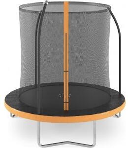 Studsmatta med säkerhetsnät - Svart och orange + Stege till studsmatta