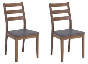 Set med 2 stolar Brun och Grå Tyg Gummiträ Modern Beliani
