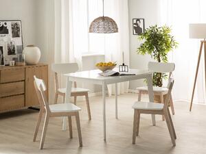 Set av 2 matstolar Vit med Ljusa Träben Modern Retro Stil Beliani
