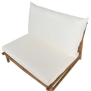 Uppsättning med 2 stolar Ljust Bambuträ Off-white Ryggstöd Sittdynor Inomhus och Utomhus Modern Rustik Design Beliani
