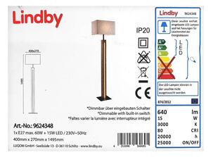 Lindby - LED Dimbar golvlampa GARRY 1xE27/60W/230V + LED/15W/230V