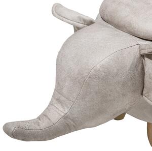 Sittpuff för Barn Djur Elefant med Förvaring Konstläder och Träben Ljusgrå Fotpall Beliani