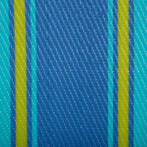 Utomhus Inomhus Matta 120 x 180 cm Syntetiskt Material Randigt med Geometriskt Mönster i Blå Färg Miljövänligt i Modern och Minimalistisk Stil Beliani