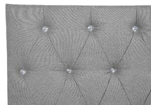 Kontinentalsäng Ljusgrå Tyg Klädd Divansäng 160 x 200 cm med Madrass och Tuftad Huvudgavel Dekorativ Beliani