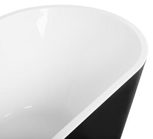 Badkar Vit Svart Akryl 170 cm Modern Oval Elegant Fristående Beliani