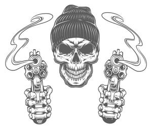 Illustration Gangster skull in beanie has, dgim-studio
