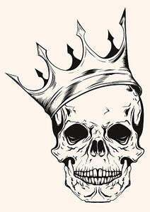 Illustration Hand drawn sketch scull with crown, i_panki