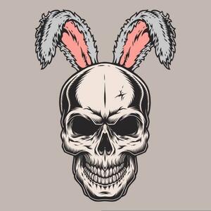 Illustration Skull Easter bunny emblem colorful, IMOGI
