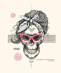 Illustration Women's skeleton skull in pop art, Lisitsa