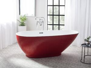 Fristående Badkar Röd Sanitär Akryl Enkel 173 x 82 cm Oval Modern Design Beliani