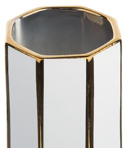 Blomvas Vit med Guld 40 cm Keramik Modern Eklektisk Oktagonal Dekoration Beliani