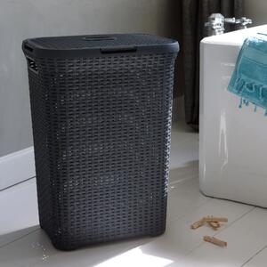 Curver Tvättkorg set med lock Style 2x60L antracitgrå