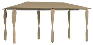 Paviljong med stolpar 2,98x5,3x2,59 m taupe 160 g/m²