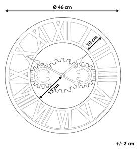 Väggklocka Silver Sliten Järnram Industriell design Kugghjul Romerska siffror Rund 46 cm Beliani