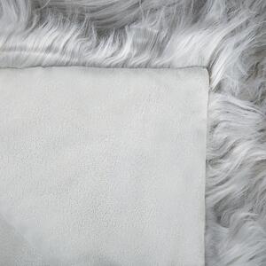 Överkast Ljusgrå Polyester Akryl 200 x 220 cm Fuskpäls Lättskött Mjuk Sovrum Beliani