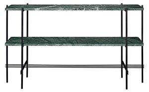 Gubi Ts Console, 120X30x72, Black Base, 2 Racks Green Marble
