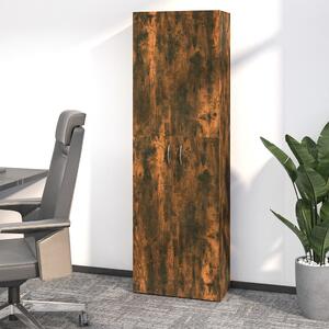 Kontorsskåp rökfärgad ek 60x32x190 cm konstruerat trä