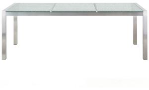 Trädgårdsmöbelset Svart med Trippel Krossat Glas Bordsskiva 6-sits 180 x 90 cm Beliani