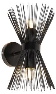 Art Deco wandlamp zwart 2-lichts - Broom