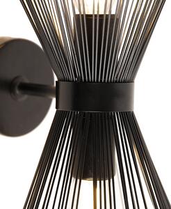 Art Deco vägglampa svart 2-ljus - Broom