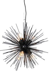 Art Deco hanglamp zwart 6-lichts - Broom