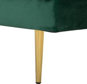 Schäslong Smaragdgrön Sammet Stoppad Högervänd Metallben Kudde Modern Design Beliani