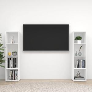 TV-skåp 2 st vit högglans 142,5x35x36,5 cm konstruerat trä