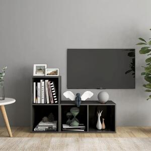TV-skåp 2 st grå högglans 72x35x36,5 cm spånskiva