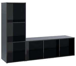 TV-skåp 2 delar svart högglans 107x35x37 cm konstruerat trä