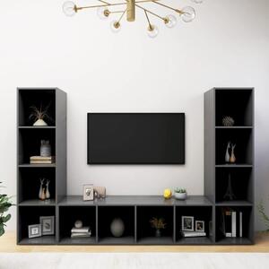 TV-skåp 3 delar grå 142,5x35x36,5 cm konstruerat trä
