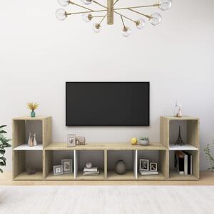 TV-skåp 4 st vit och sonoma-ek 72x35x36,5 cm konstruerat trä