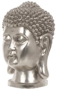 Dekorativ statyett Silver Keramik Buddha-huvud Prydnad Glamourstil Dekor hemtillbehör Beliani