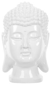Dekorativ statyett Vit Keramik Buddha-huvud Prydnad Glamourstil Dekor hemtillbehör Beliani