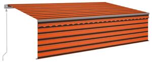 Automatisk Infällbar markis vindsensor & LED 5x3m orange/brun